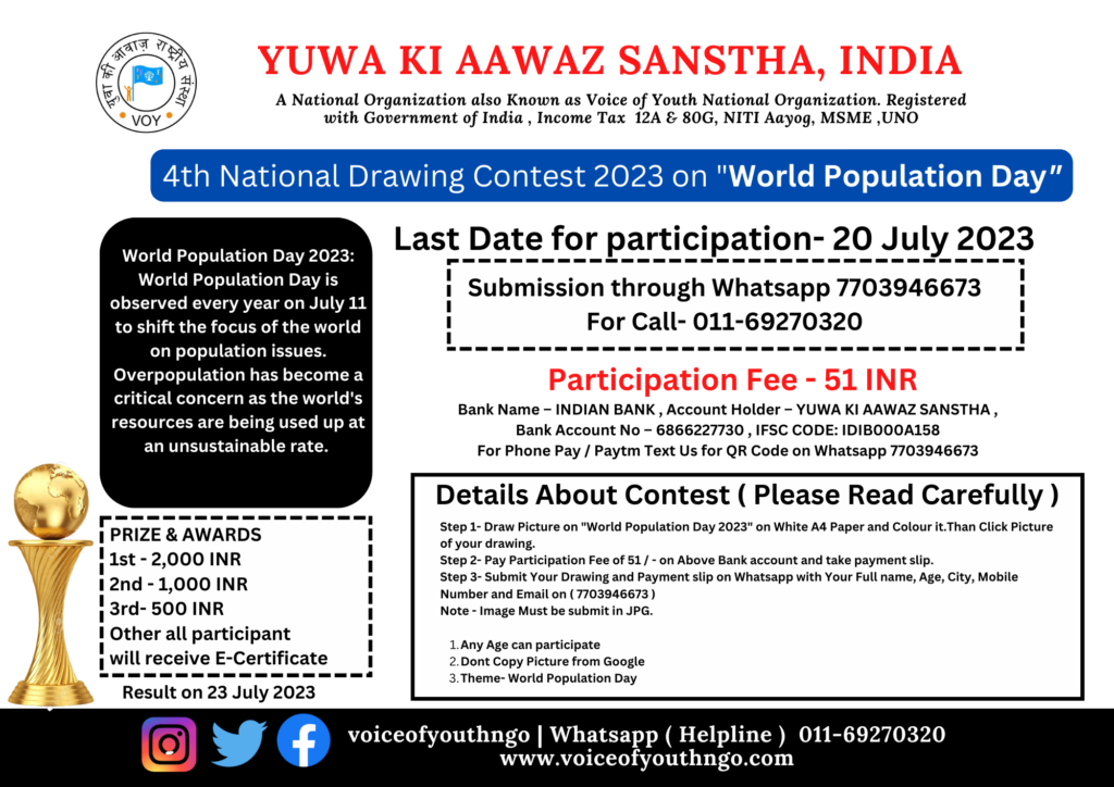 New Contest: on World Population Day 2023, Participate Here - Voice of ...